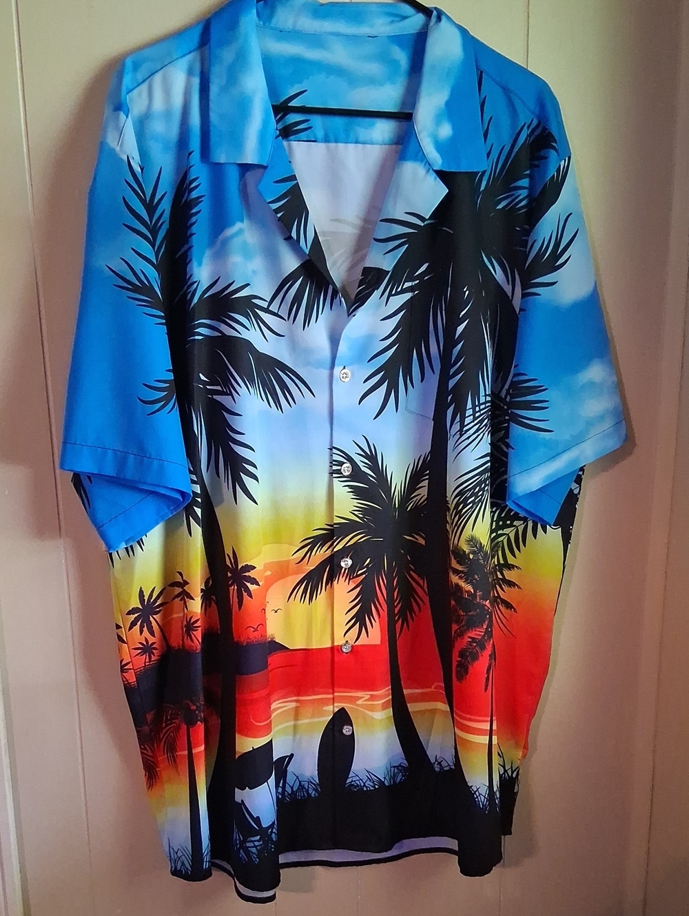 Tropical Palm Camp Shirt in Blue Multi
